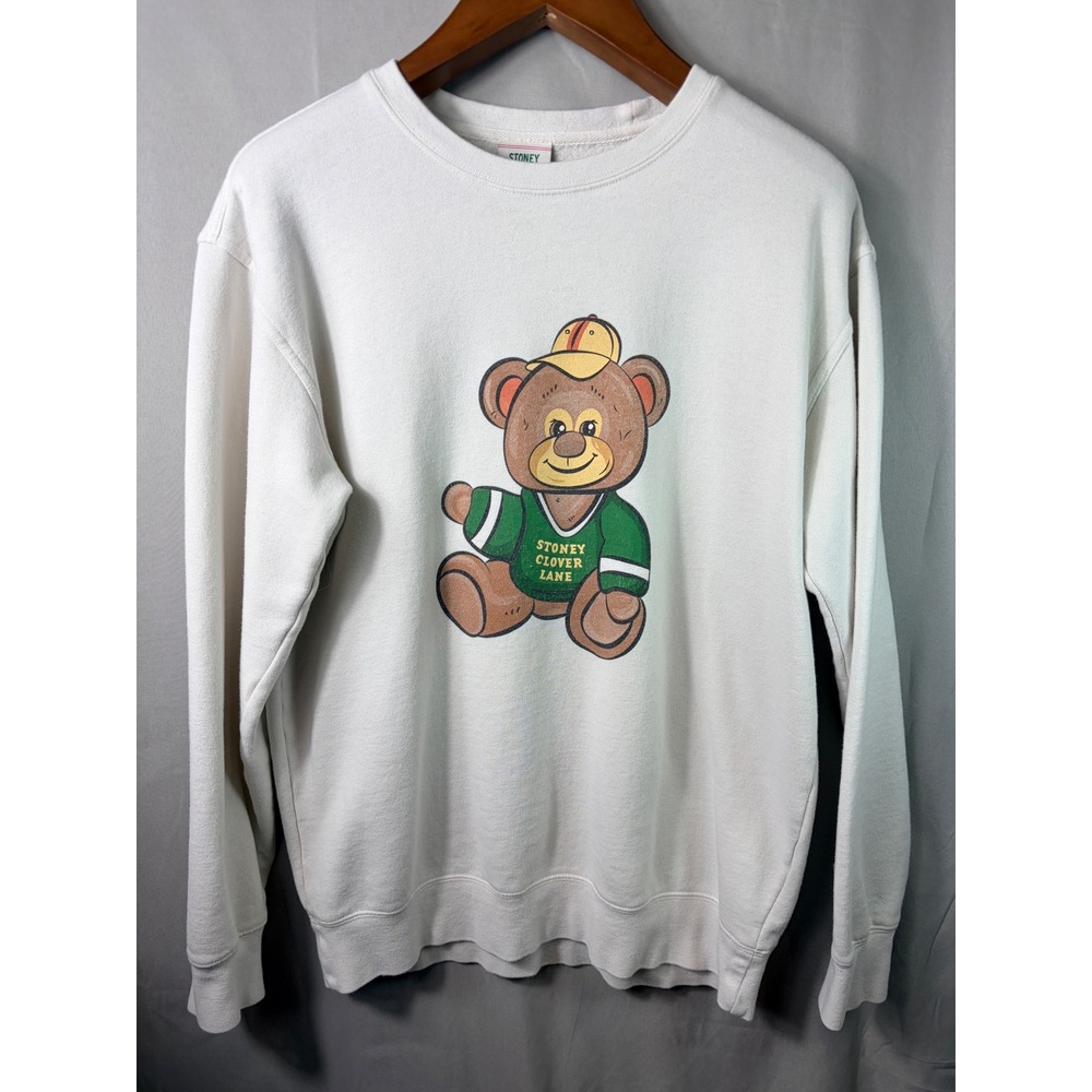 Stoney Clover Lane Womens Sweatshirt White S/M Bear Graphic Crewneck Pullover
